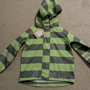 reima Vesi Rain Green Striped Hooded Jacket